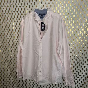 Tommy Men’s pink striped button up shirt size XXL